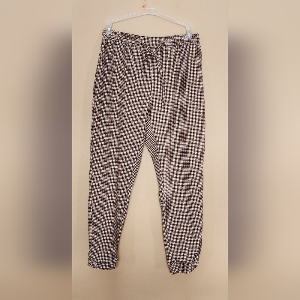 Jules & Leopold Sz L  Pull-On Elastic Waist & Hem Plaid Legging Pants 2 Pockets
